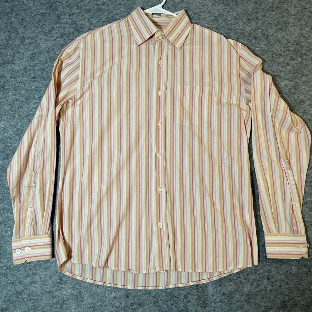 Emanuel Ungaro Dress Shirt Mens M Striped Cotton Blend Multicolor Striped